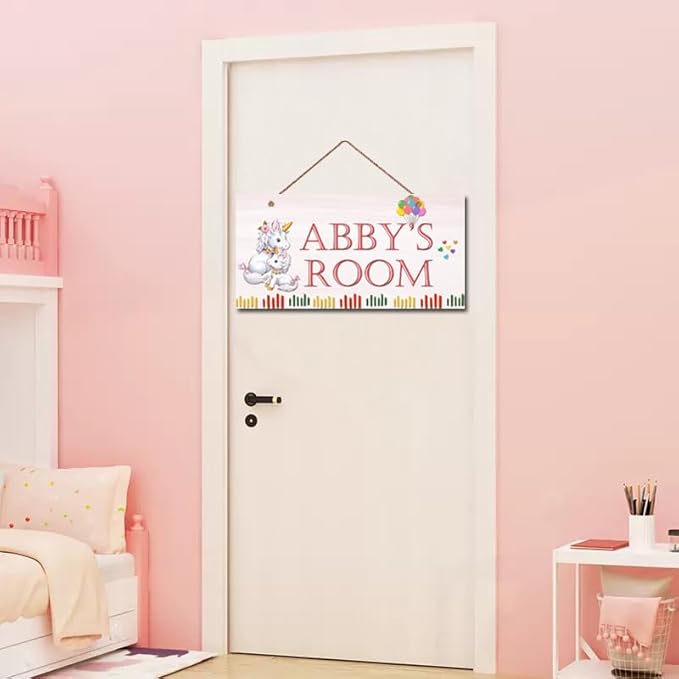 Personalized Signs Unicorn Sign, Lovely Quirky And Unique Unicorn Girls Room Sign Unicorn Rainbow Wall Decor for Kids Room Baby Nursery Boys Bedroom Little Man Cave