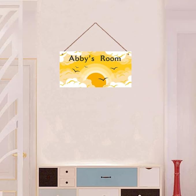 Personalized Sign The Rising Sun Painting Plate For Girls Room Boys Bedroom Door Decor Custom Name Baby Nursery Kids Room Wood Wall Plaque for Little Man Cave