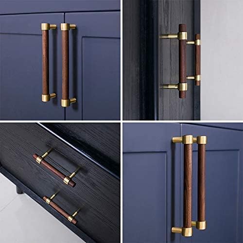 Drawer 11.02"/280mm Pulls Brass Walnut Kitchen Wardrobe Cabinet Hardware Pull Handle with Screw, 12Pcs