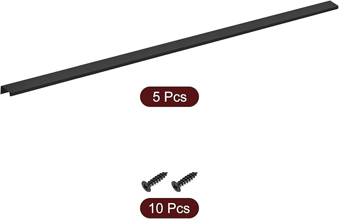 uxcell Cabinet Finger Edge Pull, 5pcs 800mm / 31.5" Aluminum Alloy Back Mount Hidden Cabinet Pulls Concealed Handle for Home Kitchen Drawer Cabinet, Black