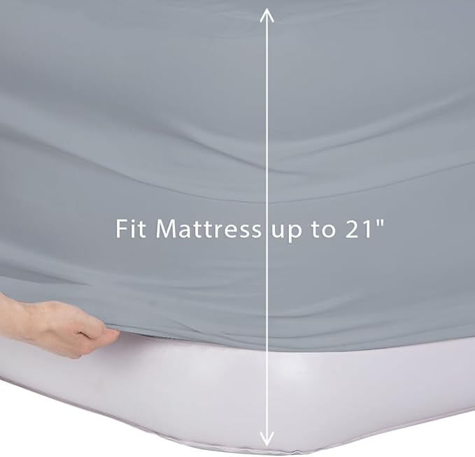 Bedecor Air Bed Sheets for Mattress Cover Removable Bed and Elastic Band Super Soft and Breathable & Deep up to 21" Light Gray Twin