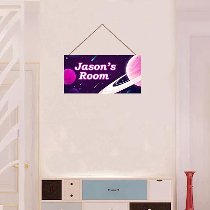 Personalized Sign Outer Space Wall Décor Boys Room Decor, Universe Theme Little Man Cave Wall Art Decor for Nursery, Planet Nursery Door Decor for Toddler Baby Kids Room