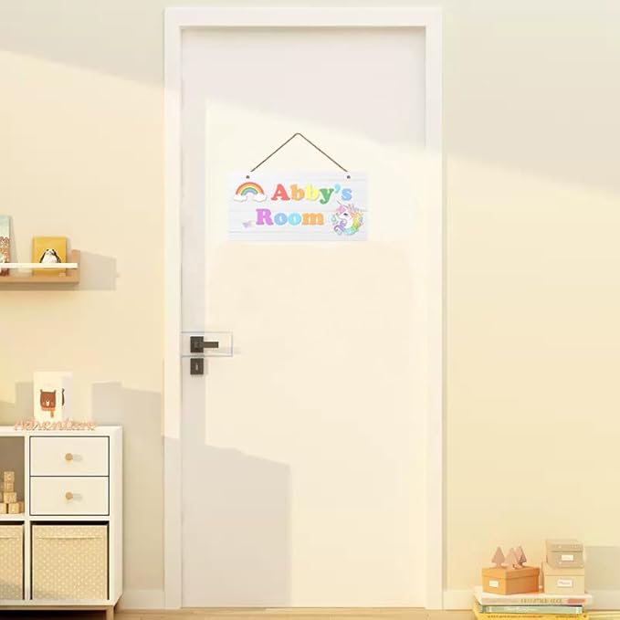 Personalized Sign, Magical Unicorn Sign, Rainbow Unicorn Kids Room Custom Name Door Wall Decor, Floral Nursery Art Girls Room Boys Bedroom Little Man Cave