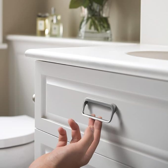 Goo-Ki Brushed Nickel Cabinet Pulls with 2.5'' Hole Center(64mm),Modern Zinc Alloy Drawer Pulls for Drawer,Wardrobe,Cupboard,6 Pack