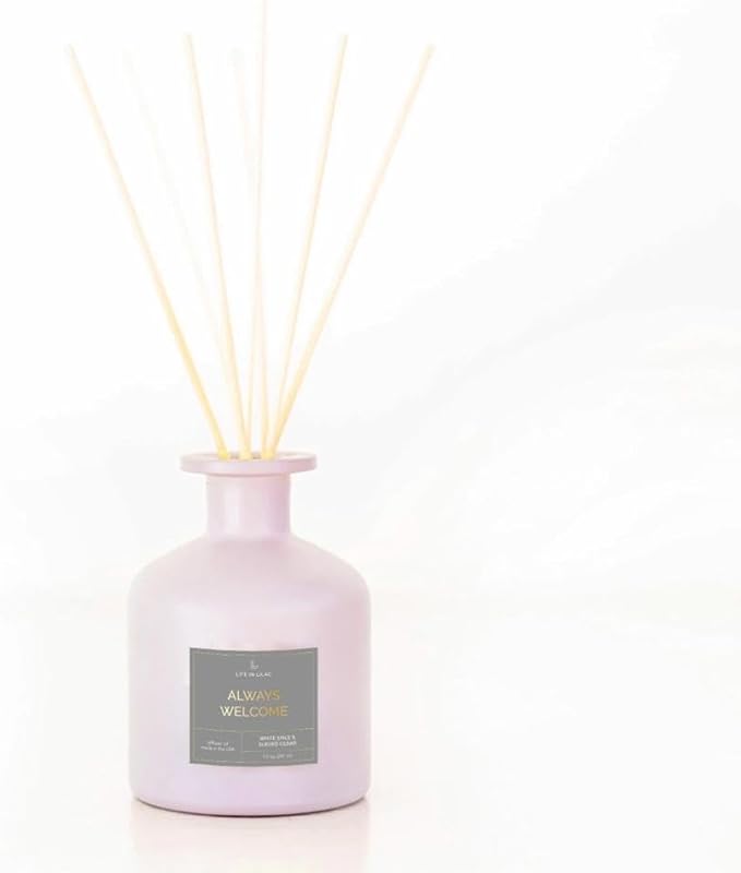 Life in Lilac Always Welcome Diffuser: Spice and Cedar, Fragrant Reed Diffuser Set with 7 fl oz. Diffuser Oil and Reed Sticks, Made in USA, Office and Home Decor, Fragrance Gift