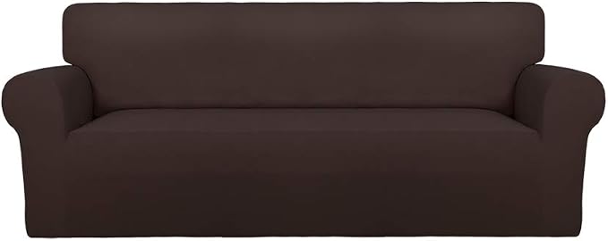 PureFit Stretch Oversized Couch Covers Fleece Sofa Slipcovers Chocolate | by PureFit