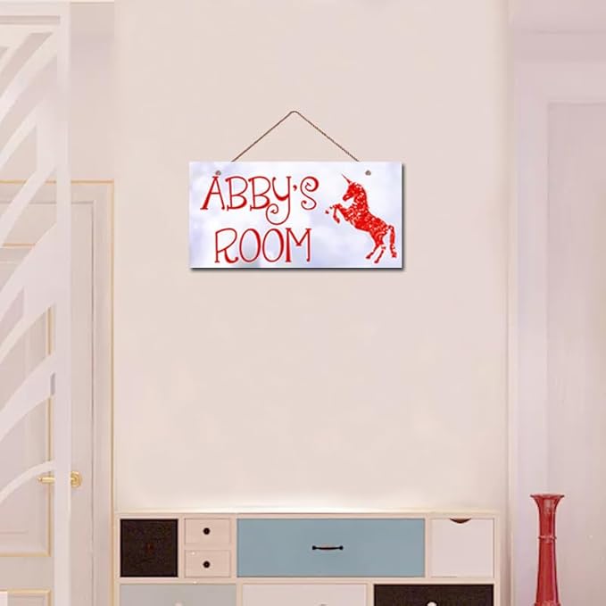 Personalized Red Unicorn Sign, Unicorn Rainbow Girls Room Wall Decor Unicorn Rainbow Motivational for Kids Room Boys Bedroom Nursery