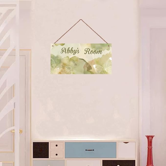 Personalized Butterfly Sign for Little Man Cave Wash Painting Art Décor For Kids Room Custom Name Door Wall Art Decor, Floral Nursery Art Plate For Boys Room Girls Bedroom