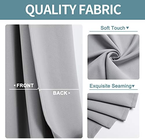 ChrisDowa Blackout Curtains for Bedroom 4 Panels Set, Light Grey, 42 x 63 - Image 3