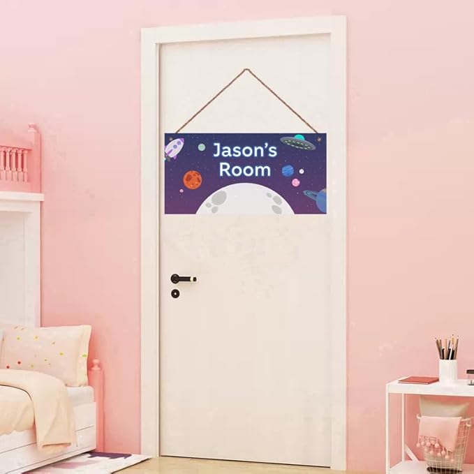 Personalized Universe Sign Planet Wall Art Decor For Kids Room UFO Decoration Nursery Decor Space Party Decorations For Little Man Cave Rocket Door Decor For Boys Room Girls Bedroom
