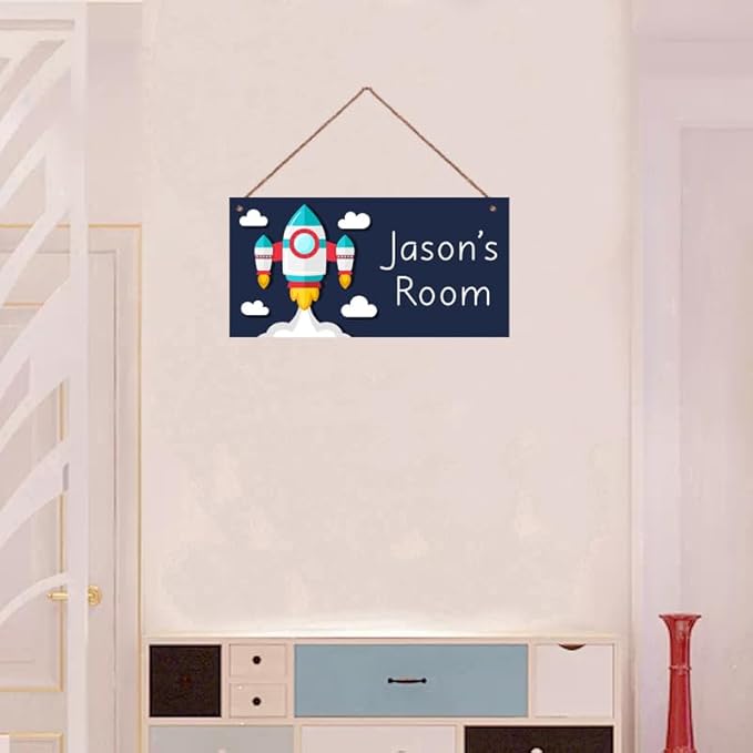 Personalized Fantasy Decor for Boys Room Outer Space Theme Room Decor for Nursery,Rocket Wall Art Decor for Kids Room Gilrs Bedroom Little Man Cave