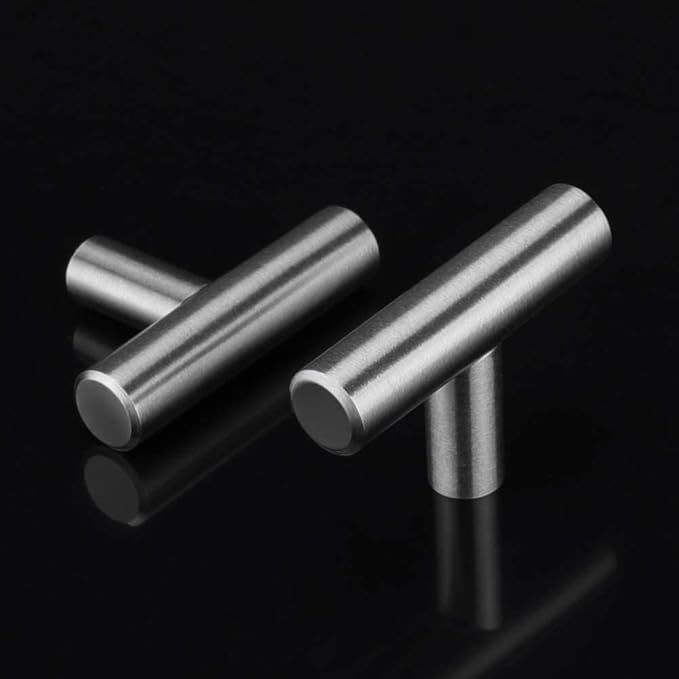 LONTAN Cabinet Knobs Brushed Nickel Cabinet Knobs T Bar Drawer Knobs Round Cabinet Hardware for Drawer, Single Hole, Pack of 20