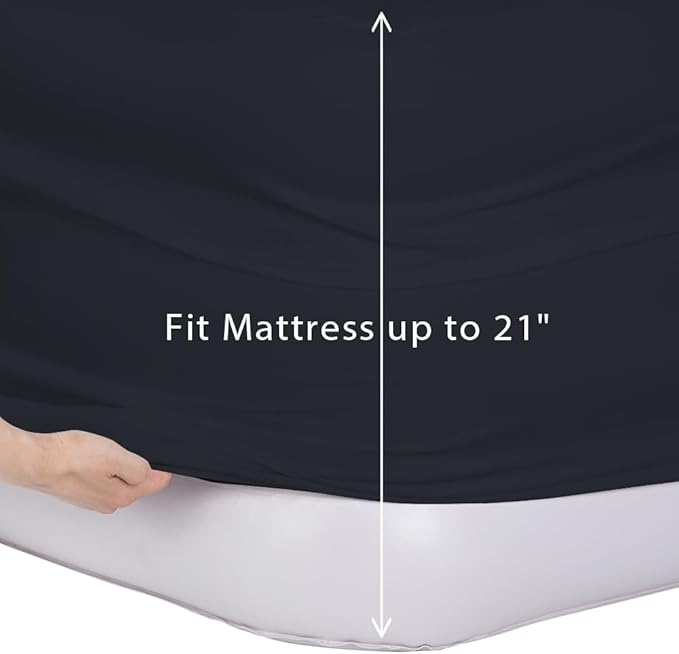 Bedecor Air Bed Sheets for Mattress Cover Removable Bed and Elastic Band Super Soft and Breathable & Deep up to 21" Black Queen
