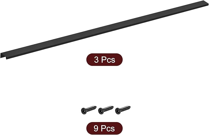 uxcell Cabinet Finger Edge Pull, 3pcs 800mm/31.5 Aluminum Alloy Back Mount Hidden Cabinet Pulls Concealed Handle for Home Kitchen Drawer Cabinet, Black