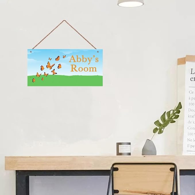 SLWEJQHA Personalized Vintage Butterfly Decor for Boys Room Butterflies Theme Room Decor for Nursery,Wall Art Decor for Kids Room Gilrs Bedroom Office Garden Living Room Bedroom Wall Decoration