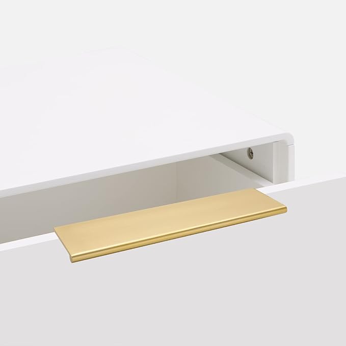 goldenwarm 25 Pack Gold Finger Edge Pulls Drawer Finger Pulls Champagne Gold Kitchen Hardware Handles Bedroom Dresser Drawers,5in Hole Center