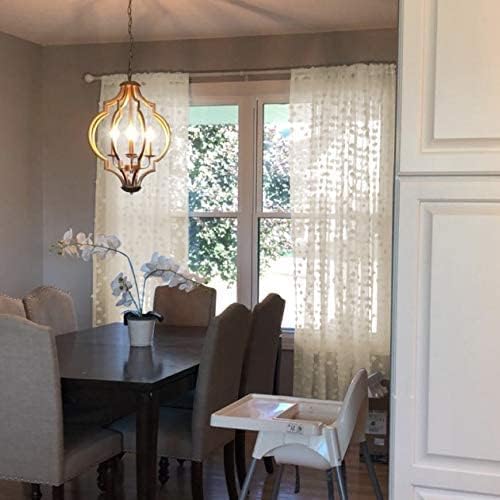 MYSKY HOME Pom Pom Beige Sheer Curtains for Bedroom Girls Room Curtains 108 Inches Long for Nursery Kids Light Filtering Boho Window Drapes, Rod Pocket, 38" Wide, 2 Panels