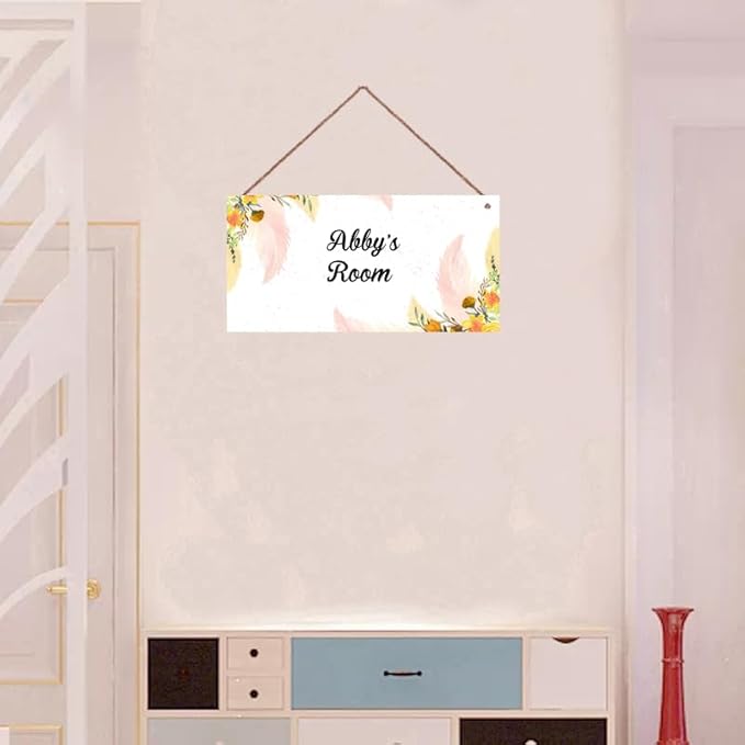 Personalized Signs Watercolor Painting Sign For Kids Room Custom Name Door Flowers Wall Art Decor for Little Man Cave Floral Nursery Art Plate For Boys Room Girls Bedroom