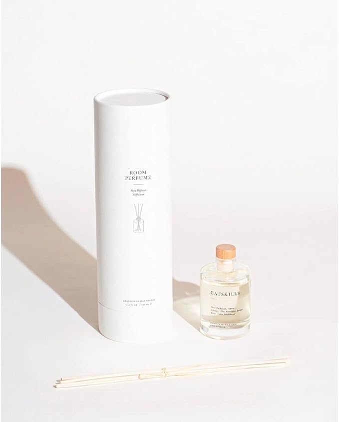 Brooklyn Candle Studio Reed Scent Diffuser - Catskills - Relaxing Oil Diffuser, Cedar, Cypress & Juniper Fragrance, 8 Rattan Diffuser Reeds, Clean Ingredients - 3.7oz