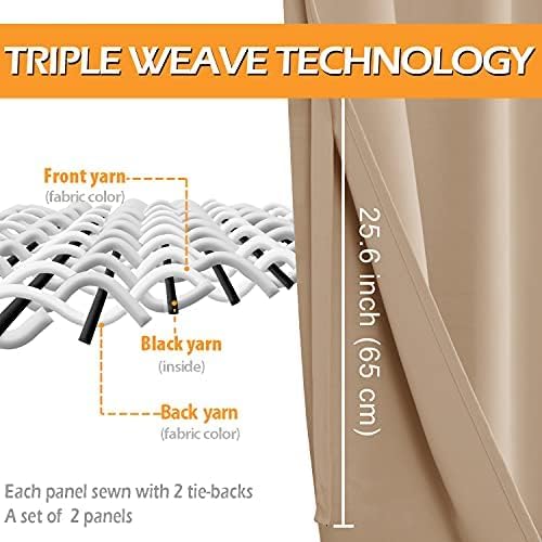 RV Blackout Curtains for Bedroom 52 x 36 Inches Long Beige 2 Panels | Thermal - Image 4