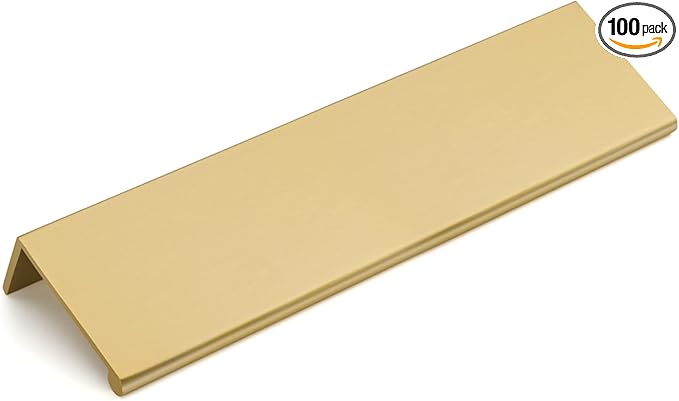 goldenwarm 100 Pack Gold Finger Edge Pulls Drawer Finger Pulls Champagne Gold Kitchen Hardware Handles Bedroom Dresser Drawers,5in Hole Center