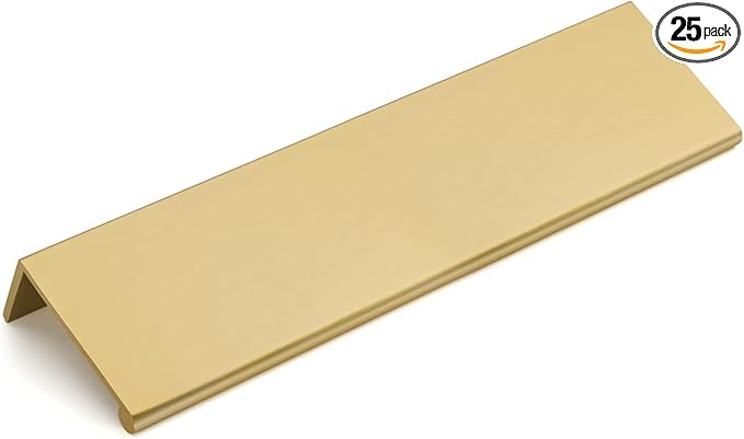 goldenwarm 25 Pack Gold Finger Edge Pulls Drawer Finger Pulls Champagne Gold Kitchen Hardware Handles Bedroom Dresser Drawers,5in Hole Center