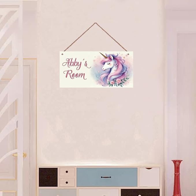 Personalized Sign Cute Unicorn Wall Decor Beautiful Decoration for Home Kitchen Bar Garage Vintage Retro Poster Plaque Decor for Kids Room Nursery Wall Decorations Stuff