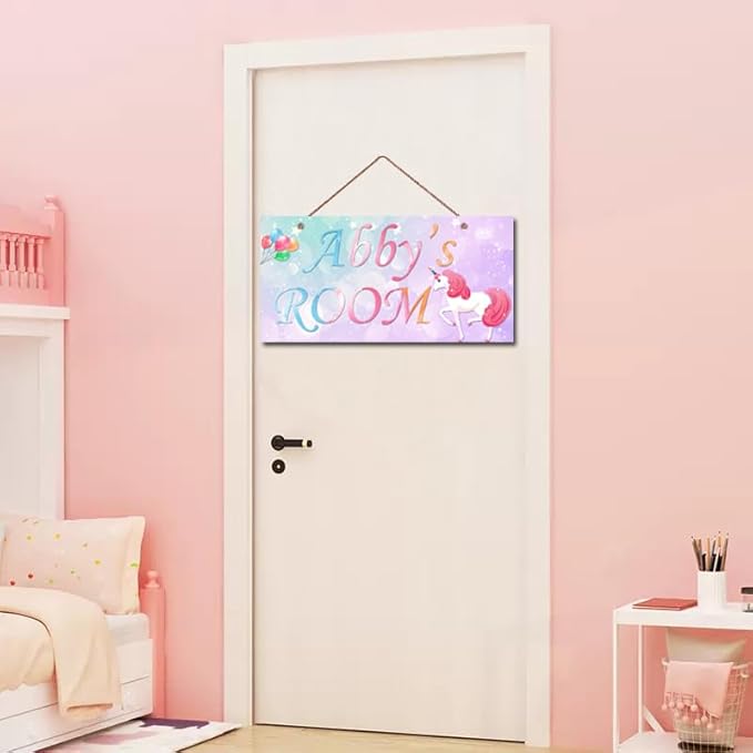 Personalized Signs Unicorn Sign, Unicorn Canvas Wall Art for Teen Girls Room Boys Bedroom Nursery, Cute Dreamworld Kids Room Birthday Party, Bathroom, Playroom