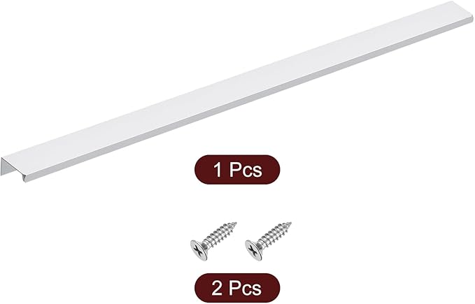 uxcell Cabinet Finger Edge Pull, 1pcs 500mm / 19.69" Aluminum Alloy Back Mount Hidden Cabinet Pulls Concealed Handle for Home Kitchen Drawer Cabinet, Silver