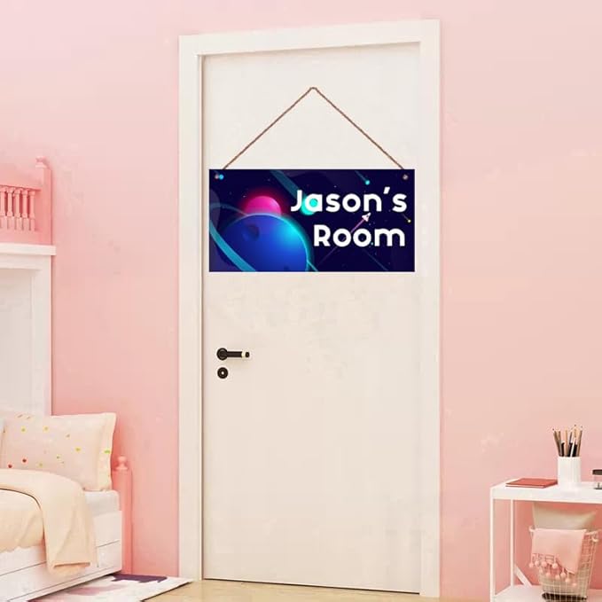 Personalized Sign Universe Sign Custom Name Science Fiction Theme Sign For Kids Room Wall Art Décor Outer Space Art Wall Decor For Girls Room Bedroom Nursery Door Plate For Boys Room