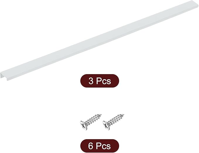 uxcell Cabinet Finger Edge Pull, 3pcs 600mm / 23.62" Aluminum Alloy Back Mount Hidden Cabinet Pulls Concealed Handle for Home Kitchen Drawer Cabinet, White
