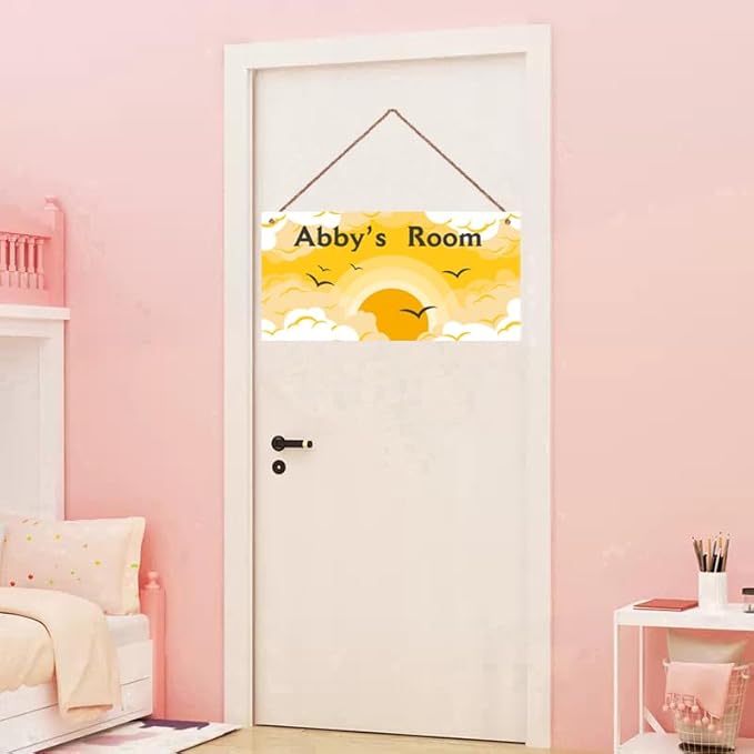 Personalized Sign The Rising Sun Painting Plate For Girls Room Boys Bedroom Door Decor Custom Name Baby Nursery Kids Room Wood Wall Plaque for Little Man Cave
