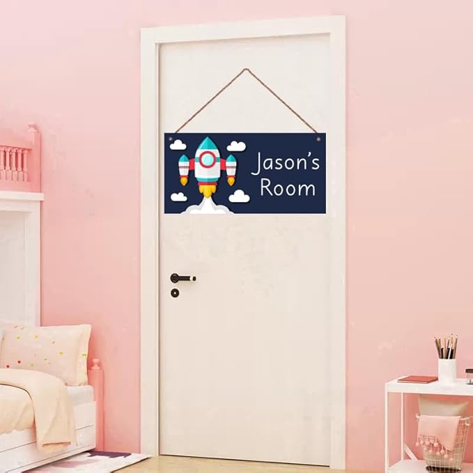 Personalized Fantasy Decor for Boys Room Outer Space Theme Room Decor for Nursery,Rocket Wall Art Decor for Kids Room Gilrs Bedroom Little Man Cave