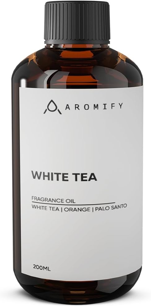 White Tea Diffuser Oil, 6.7 FL Oz, 200 mL, Aroma Essential Oil for Scent Diffusers, Luxury Hotel Scent for Home, Bathroom, Spa & Office, Natural White Tea Fragrance Oil, Orange & Palo Santo.