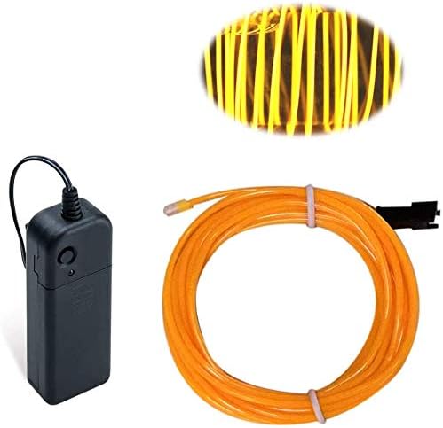 MaxLax EL Wire Yellow, 32.8ft/10m Portable Battery Pack Neon Light Strip 360° Cuttable Glowing Rope Lights for Parties, Halloween, DIY Decoration