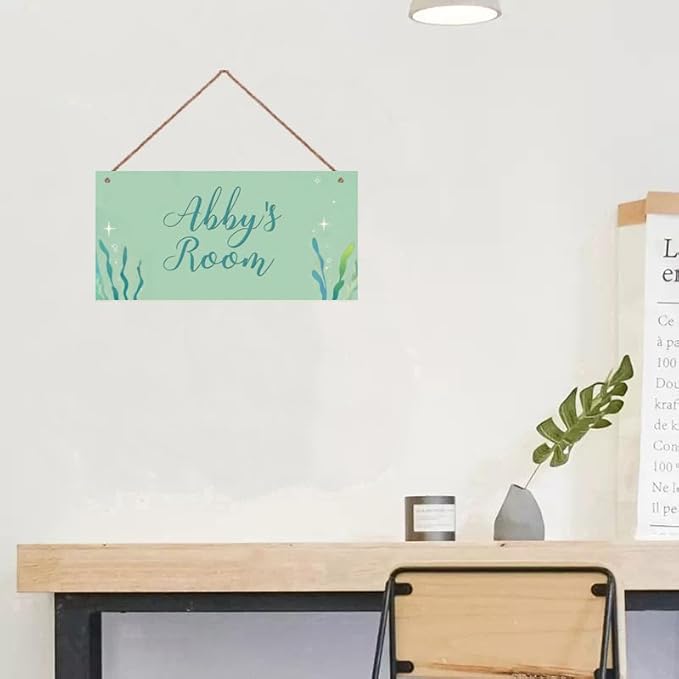 Personalized Signs Ocean Seaweed Sign For Kids Room Custom Name Door Wall Decor Floral Nursery Art Plate For Boys Room Girls Bedroom Little Man Cave