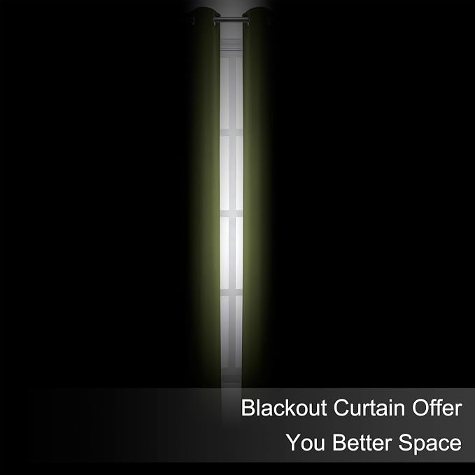 Blackout Curtains 52 x 90 Inch Long Olive Green Curtains Set of 2 Panels Room - Image 3