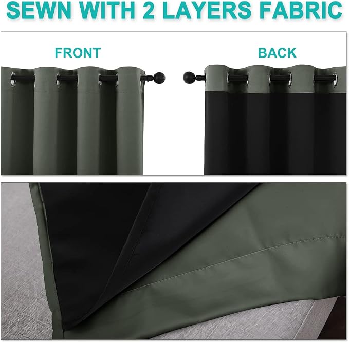 NICETOWN Full Shading Curtains 90 inches Long 2 Panels Set - Image 5