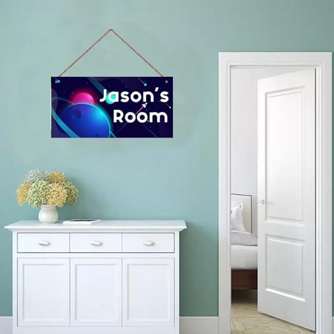Personalized Sign Universe Sign Custom Name Science Fiction Theme Sign For Kids Room Wall Art Décor Outer Space Art Wall Decor For Girls Room Bedroom Nursery Door Plate For Boys Room