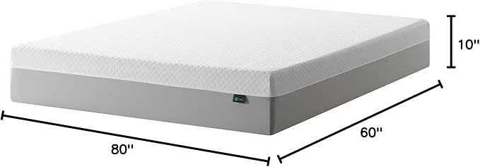 ZINUS 10 Inch Green Tea Essential Memory Foam Mattress [New Version], Queen, Fiberglass Free, Medium Feel, Breathable Airflow Memory Foam, Certified Safe Foams & Fabric, Mattress in A Box