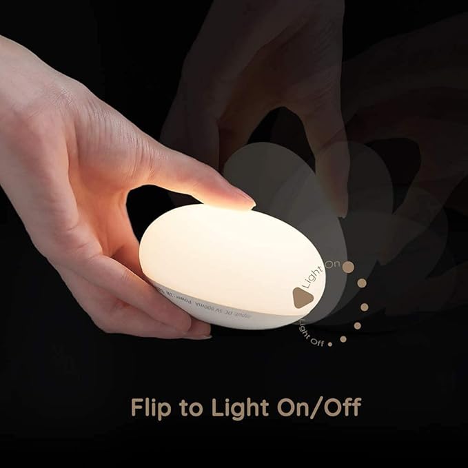 Baby Night Light, Nursery Night Lamp for Breastfeeding, Soft BPA Free Silicone Touch Night Lamp, Eye Caring, Easy Flip Design, Stepless Dimming, 1-Pack
