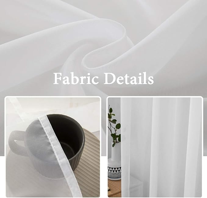 MIULEE 2 Panels White Sheer Curtains - Image 3