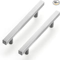 Ravinte Brushed Nickel Cabinet Handles 10 Pack 4-1/2 inch Satin Nickel Square Cabinet Pulls Silver Hardware for Kitchen Cabinets 7 inch Overall Length Stainless Steel Drawer Pulls
