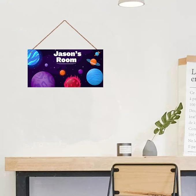 Personalized Sign Stars Sign Solar System Art Décor For Kids Room Custom Name Nursery Door Wall Decor, Outer Space Theme Art Plate For Boys Room Baby Girls Bedroom