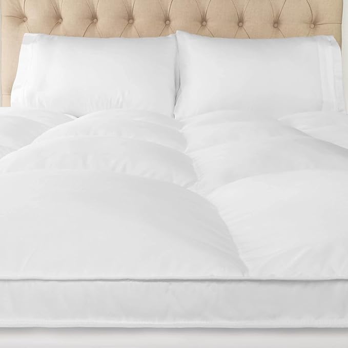 Superior Mattress Topper, Down Alternative, 2 Inch Deep Sized Bed Pillow Top, Comfort Pad, Fluffy Mattress-Topper Protector, Plush Cooling Extra Soft, Hotel Quality, Sleep, All-Season, Queen, White
