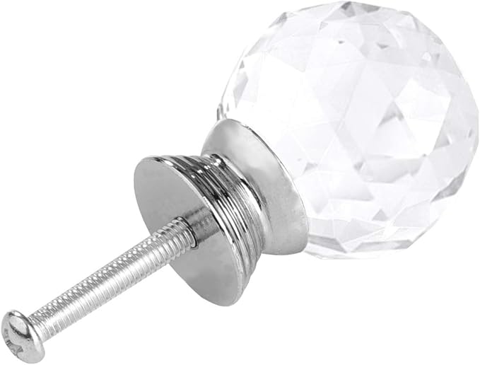 12 Pcs 30mm Round Shape Crystal Glass Cabinet Knobs with Screws Drawer Knob Pull Handle Used for Kitchen, Dresser, Door, Cupboard(Clear)