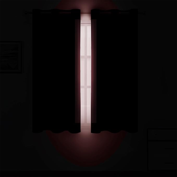 Burgundy Red Blackout Curtains 34 x 54 Inch Length/Set of 2 Curtain - Image 3