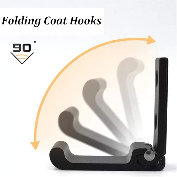 Folding Coat Hooks, Matte Black Wall Hooks for Hanging Coats Bathroom Towel Hooks Hardware Heavy Duty Aluminum Alloy Robe Hooks Wall Mounted DIY Coat Rack Hooks No Rust Indoor, Outdoor (10pcs-Black)