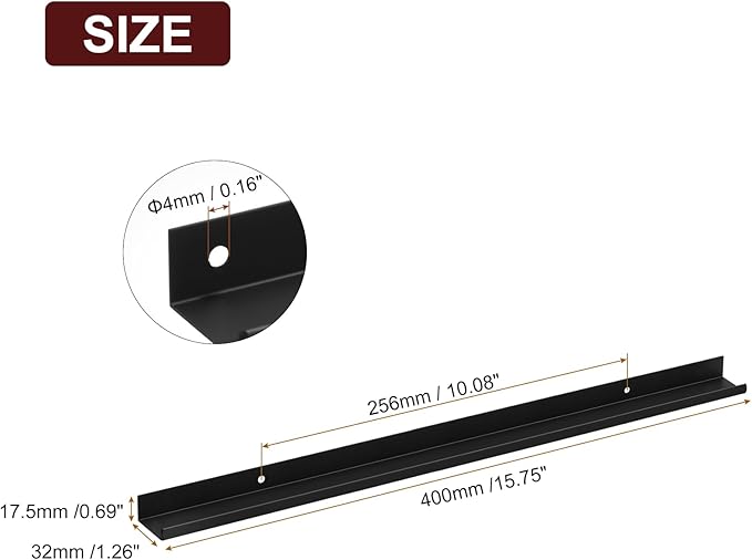 uxcell Cabinet Finger Edge Pull, 8pcs 400mm / 15.75" Aluminum Alloy Back Mount Hidden Cabinet Pulls Concealed Handle for Home Kitchen Drawer Cabinet, Black