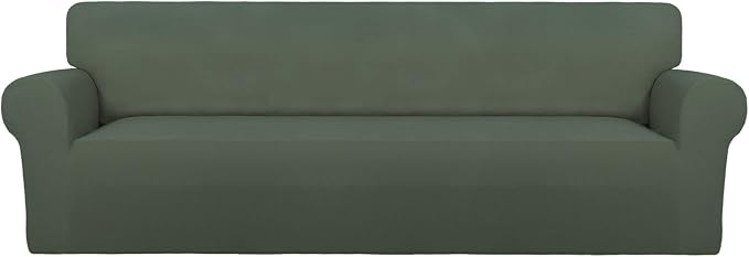 PureFit Stretch Couch Covers for Sofa 4 Seater Slipcovers Grayish Green | by PureFit